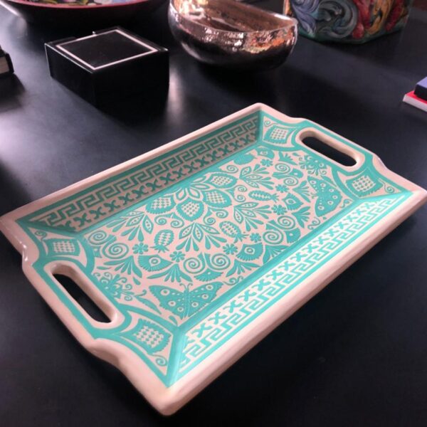 Charola Mexicana Verde de Olinalá | Teterete Arte Colectivo de México