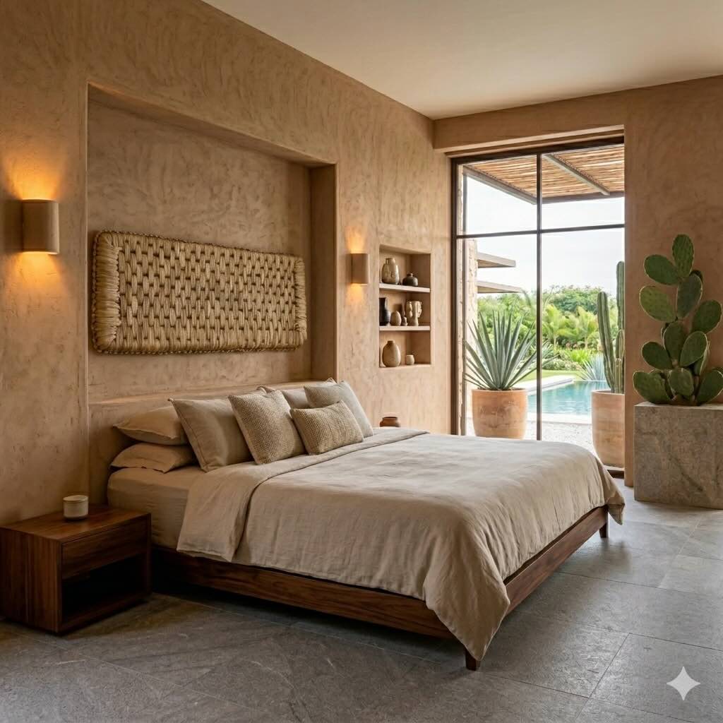 Cabecera de Tule Artesanal: Textura y Calidez Contemporánea