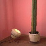 Lámpara y maceta tejida artesanalmente por manos de Guerreo.