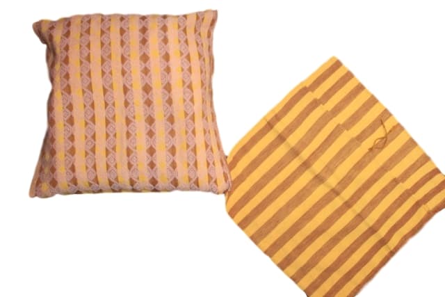 Yellow Hand-woven Cushions (A Pair)
