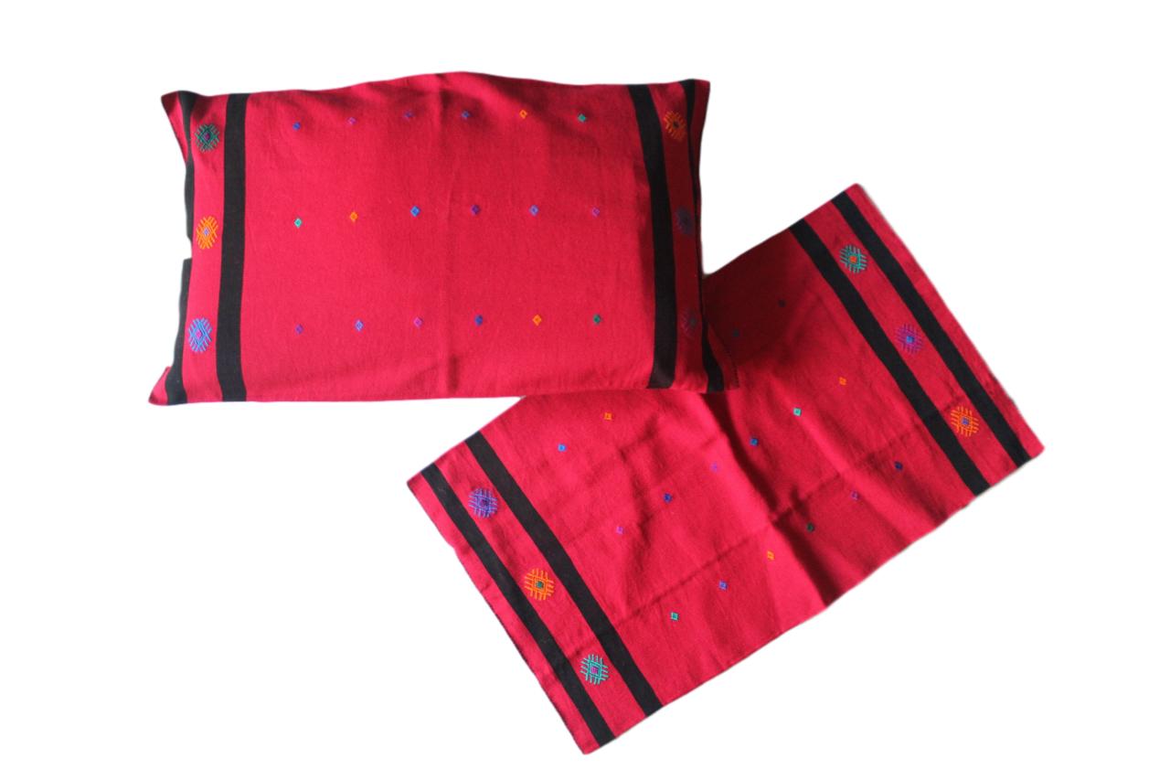 Red Hand-woven Chiapas Pillows – A Pair